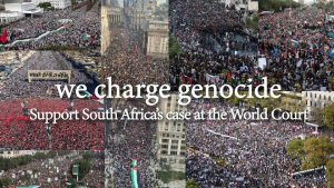 Ein Bündnis sammelt Unterschriften zur Unterstützung der Klage Südafrikas, um den Genozid im Gazastreifen zu stoppen