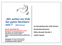 No War – Postkarten-Aktion der GemeinWohlLobby zum Mitmachen und massenhaft Teilen